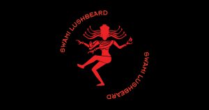 Swami Lushbeard - Red on Black - Circle Logo